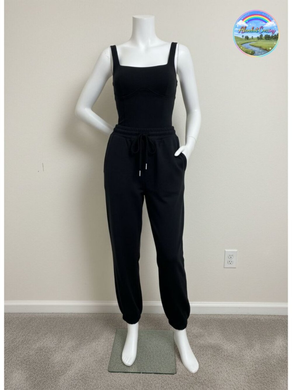Sleeveless Square Neck Jumpsuit Drawstring Waist Pockets Romper